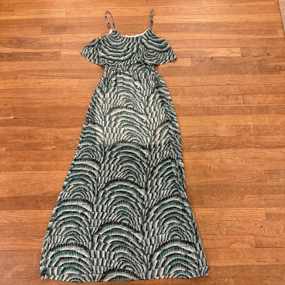 YA chiffon floor length casual spaghetti strap formal dress size small S
b48